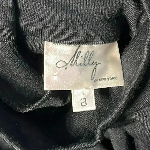 Milly of New York Wool Silk Lining Midi Black White Pattern Dress Size 8 - Picture 5 of 7